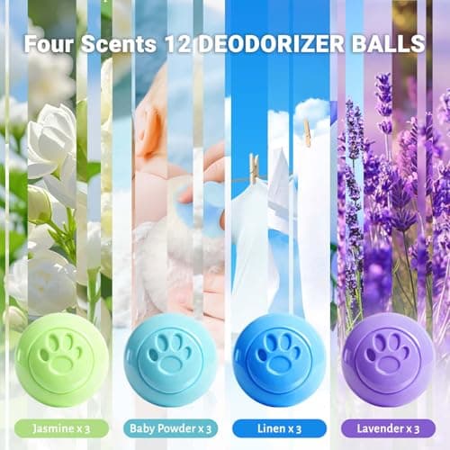 STRN Sneaker Deodorizer Balls 12 Packs, Linen & Lavender & Jasmine & Baby powder Scent Shoe Odor Elimination Long-lasting Freshness Scented Plastic Ball for Sneakers Gym, Bags, Cars and Small Spaces - Thumbnail 2