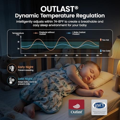 i-baby Baby Sleep Sack 9-12M, Toddler Sleeping Bag with Outlast® Smart Temperature Regulation, 0.5 TOG Soft Lightweight Baby Wearable Blanket for Infants Baby Essentials - Thumbnail 3