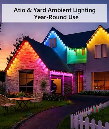 Irosiy RGB Permanent Outdoor Lights, Smart APP & Remote Control, IP67 Waterproof, for Eaves, Patio, Yard, Party, Villa, 16 Million Colors & Scene Modes - Thumbnail 2