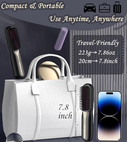 Ctpceept Professional Wireless Straightening Brush，Get Salon-Smooth Hair with 130M Plasma Ions & 3 Heat Settings Features 113% Larger Plates, 30Min Auto-Off, Perfect for Thick/Curly Hair & Travel. - Thumbnail 2