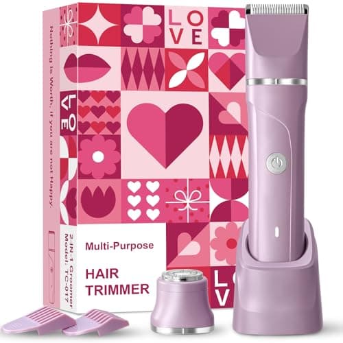 Electric Razors for Women 2 in 1 Bikini Trimmer for Women Flawless for Facial Hair Removal, Body & Legs, Waterproof Cordless Razors for Women with USB Charging Base, Perfect Self-Care Gift for Her - Image 1