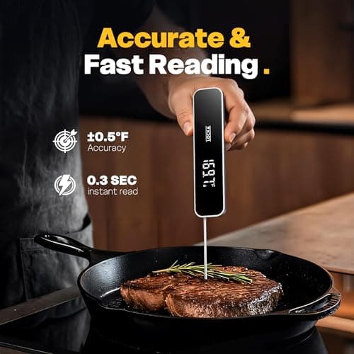0.3S Professional Instant Read Meat Thermometer – Digital Food Thermometer for Cooking, Grilling, BBQ, Candy, Air Fryer, Griddle – Kitchen Gadget Essentials & Gifts for Him Dad Men Birthday – Grey - Thumbnail 2
