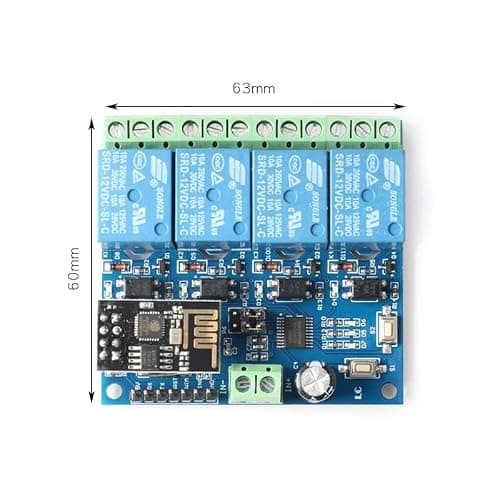 JESSINIE ESP8266 ESP-01 4 Channel 12V WiFi Relay Module 12V IOT Wireless Smart Home Device WiFi Relay Internet of Things ESP-01 Module Board For Phone APP Remote Control - Thumbnail 5