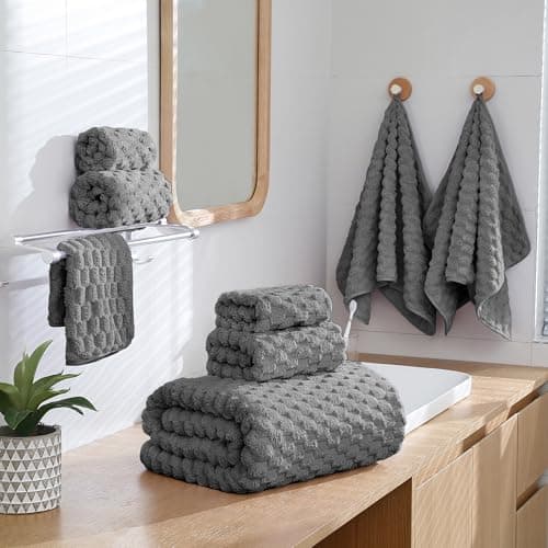 NALIVO Oversized Bath Towels 40x80 Inches Extra Large Bath Sheets for Adults Super Soft Quick Dry Highly Absobent Microfiber Shower Towels for Bathroom（Charcoal Gray, 6Piece - Thumbnail 2