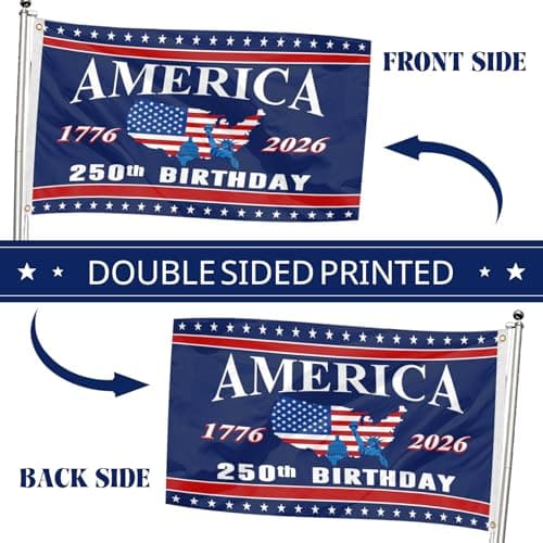 250th Anniversary American Flag - 3x5 Ft Double Sided 3 Layers Patriotic Flags - 4th of July Decorations Independence Day 250th Anniversary Flag for Indoor Outdoor Decoration - Thumbnail 5