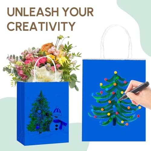 Qioxiou 60 Pack Blue Gift Bags 8.27x4.33x10.63 Medium Size Kraft Paper Bags with Handles Bulk for Birthday Wedding Party Favors Grocery Retail Shopping Business Goody Craft Gift Bag Sacks - Thumbnail 5