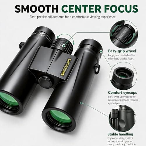 Asacam 12x42 Binoculars for Adults, High Powered Binoculars with Large Eyepiece, Lightweight HD BAK4 Prism for Bird Watching, Travel, Hunting, Camping, Sports - Thumbnail 2