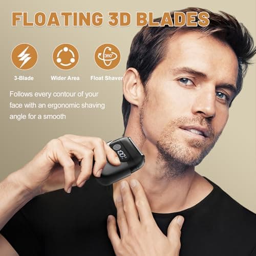 3-Blade Foil Shaver for Men, Portable Electric Razor Beard Trimmer - Thumbnail 2