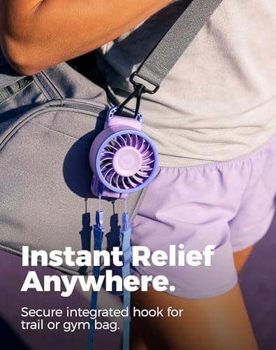 Diveblues Portable Turbo Fan, 7.4m/s High Speed Handheld Fan, 180° Foldable 4-in-1 Personal Neck Fan with Carabiner Clip, 100 Speed Stepless Control, USB-C Rechargeable for Travel, Makeup Hot Flashes - Thumbnail 4