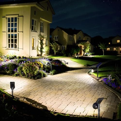 ROSHWEY Solar Outdoor Lights, Waterproof Solar Yard Lights 600LM Spot Light Outdoor for Tree Pathway Walkway Driveway Patio (Cool White, 4Pack) - Thumbnail 2