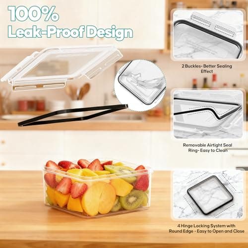 TOPCHASE 40 PCS Food Storage Containers with Lids Airtight (20 Containers & 20 Lids) - Plastic Food Containers for Kitchen Storage Reusable BPA-Free Leakproof Meal Prep Container with Labels & Pen - Thumbnail 4