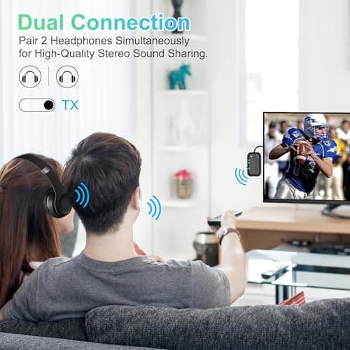 2026 Pro Bluetooth 5.4 Transmitter Receiver with Qualcomm aptX LL,2-in-1 Airplane Wireless Adapter for Flight,TV,PC,Gym,Switch,Works with 2 AirPods/Headphones, Audio AUX Receiver for Car/Home Stereo - Thumbnail 3