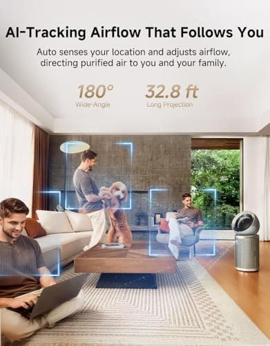 Dreame Smart Air Purifier PM10 for Home Large Room, Cleans 7,534 ft² in One Hour with 4 Filters, Dual-way Air Oulets, Al Tracking, Air Quality Monitor with 7 Sensors, 2-in-1 Purifier & Fan, Gold - Thumbnail 3