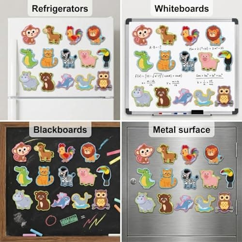 Fridge Magnets,43Pcs Farm Animals Cute Magnets for Refrigerator Whiteboard,Full Back Magnet Animal Magnets Gifts for Girls and Boys - Thumbnail 6