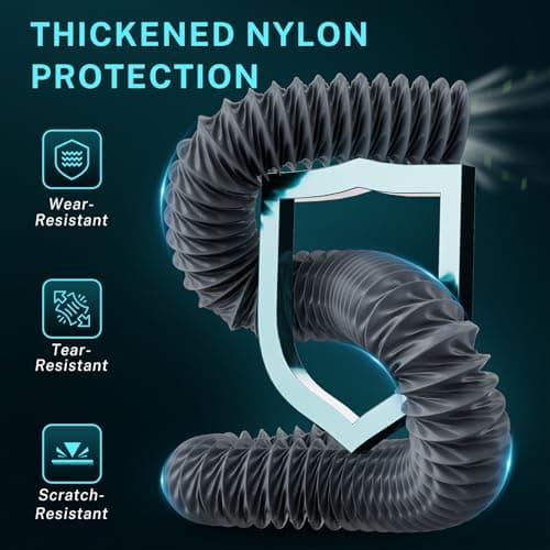 HG Power 3 Inch Duct Hose, 3" X 8FT Flexible Nylon Duct, Diesel Heater Hose Air Ducting with 2 Clamps for HVAC Ventilation (Grey) - Thumbnail 4