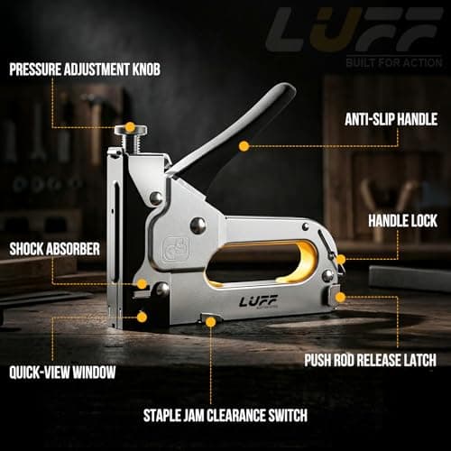 Staple Gun - LUFF 3 in 1 Heavy Duty Stapler Gun with Staple Remover and 3000 Staples for Upholstery, Manual Brad Nailer Power Adjustment Stapler Gun for Wood, Decoration, Crafts DIY - Thumbnail 3