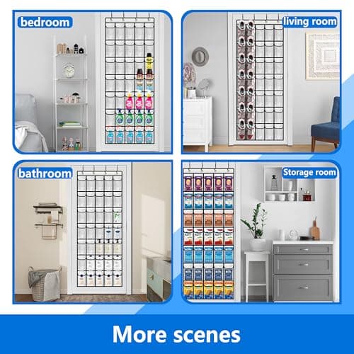 over the door shoe organizer,2025 upgraded,over the door shoe organizer,35 Huge clear pockets,over door shoe organizer,Store size 13 shoes,Strong material,hooks Suitable for various doors,White - Thumbnail 6