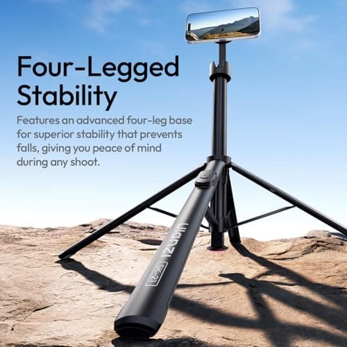 ULANZI Magnetic Phone Tripod-71'' Auto Open Selfie Stick Features Lift to Fold, Extendable Selfie Stick w Remote Cell Phone Tripod Stand for Live Recording Vlog for iPhone 17 16 15 14 Series Black - Thumbnail 3