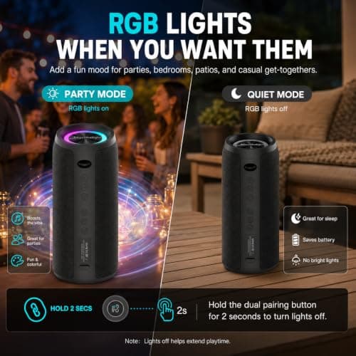 Bluetooth Speaker IPX6 Waterproof.Musibaby M88pro with Loud Stereo Sound,Portable Wireless Speaker,40H Battery,Bluetooth 5.3,Dual Pairing, Shower Outdoor Speaker for Party, Beach, Gifts Ideal. - Thumbnail 6