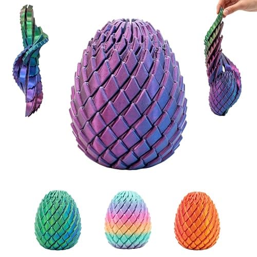 JimSeiSei 3D Printed Fidget Toy, Twisty Dragon Eggs, Spiral Slippery Egg Fidget Toy, Stress Relief Sensory Desk Toy for Adults and ADHD, Rotating Focus Anxiety Relief Pocket Toy (BluePurple) - Image 1
