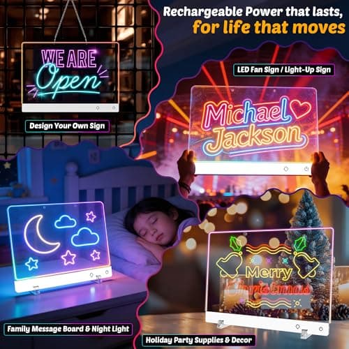 Rechargeable LED Drawing Board for Kids, 16-Inch Light Up Drawing Tablet with 7 Colors & Dimming, Arts Supplies Crafts for Kids Ages 3-8, Birthday Gifts for Girls Boys Age 5-10 - Thumbnail 6
