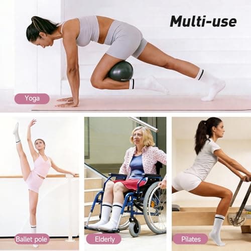 LETSHAKE Grippy Socks Woman, Pilates Socks Non Slip, Grip Socks Pilates for Yoga Ballet Workout Hospital White - Thumbnail 6