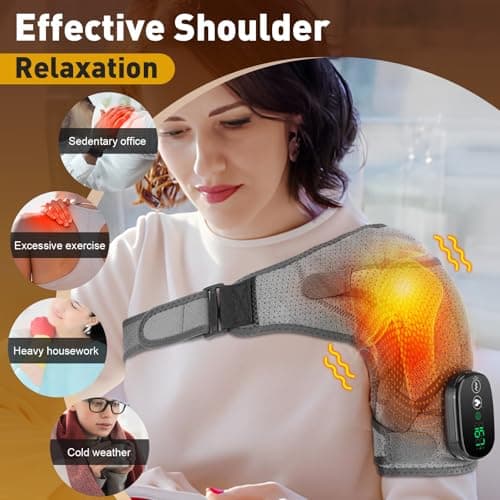 Shoulder Heating Pad, FSA Eligible Items List, Shoulder Massager for Pain Relief Deep Tissue, Heated Shoulder Brace Wrap for Men Women, Rotator Cuff Heating Pad for Pain Relief - Thumbnail 3