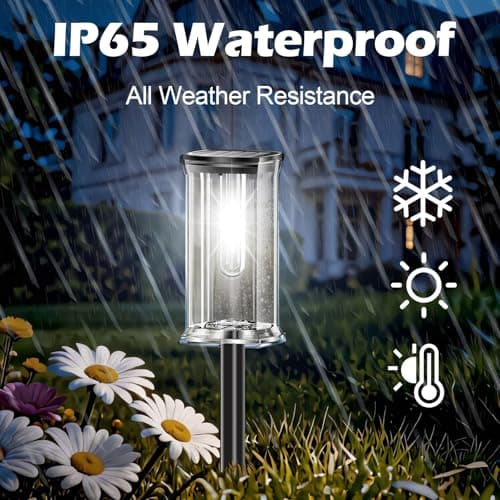 MAOKOT 12 Pack Solar Lights Outdoor,IP65 Waterproof Solar Pathway Lights Outdoor Garden Light, Solar Lights Pathways Cool White LED Landscape Lighting for Walkway, Driveway, Yard, Patio, Garden Decor - Thumbnail 5
