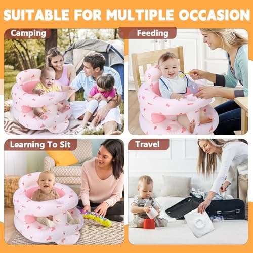 Inflatable Baby Seat for Babies 3 Months & Up, Inflatable Baby Support Seat for Sitting Up, Toddler Baby Floor Chair with Built in Air Pump, Upgrade Water Injection Function, More Stable (Color#03) - Thumbnail 4