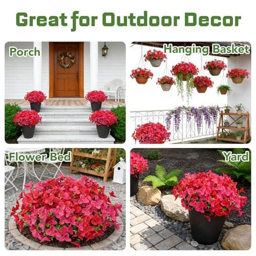 Apeair 12 Bundles Artificial Flowers for Outdoors，Plastic Flowers Uv Resistant Fake Plants Bulk for Spring Summer Hanging Planter Porch Window Garden Home Decor - Thumbnail 4