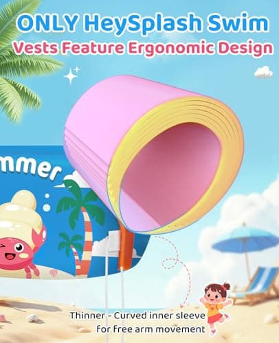 HeySplash Swim Vest for Kids, Toddler Pool Floaties Fit 22-55 Lbs, Children Swimming Vest with Adjustable Strap, Swim Jacket Water Wings Arm, Puddle Sea Beach Boat Jumper Age 2-5, Blue Hermit Crab - Thumbnail 2