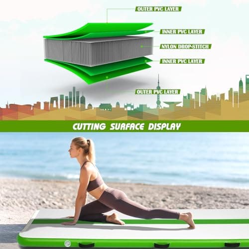Tuxedo Sailor 10’ Inflatable Gymnastics Mat - Premium Heat Sealed Process,Tumbling Mat with Electric Pump, Repair Kit & Backpack - Multi-Scene exercise Mat Use for Gym, Yoga, Home, Outdoor - Thumbnail 3