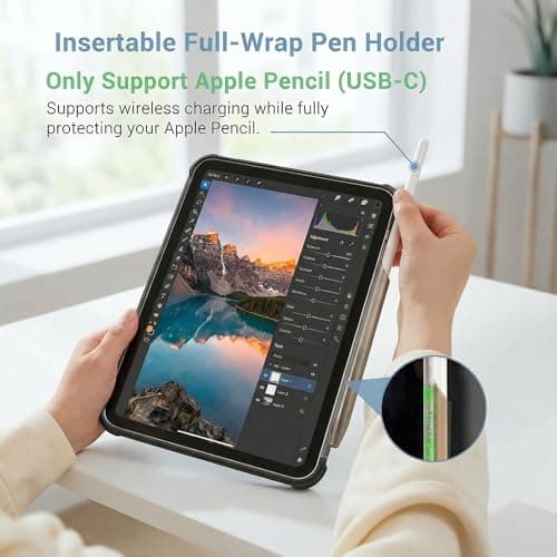 Mouncolor Case for iPad (A16) 11th Generation 11 Inch 2025, iPad 10th Generation Case 10.9 Inch 2022 with Pencil Holder, 3+Y Fold Magnetic Protective Stand Cover (Black) - Thumbnail 4