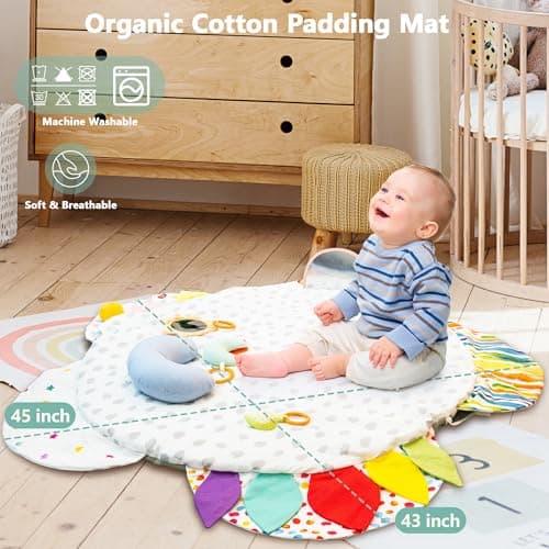 Wooden Baby Activity Gym with Detachable Sensory Toys | Montessori Developmental Play Gym for Infants | Wooden Frame Baby Toy | Foldable Baby Gym - Thumbnail 6