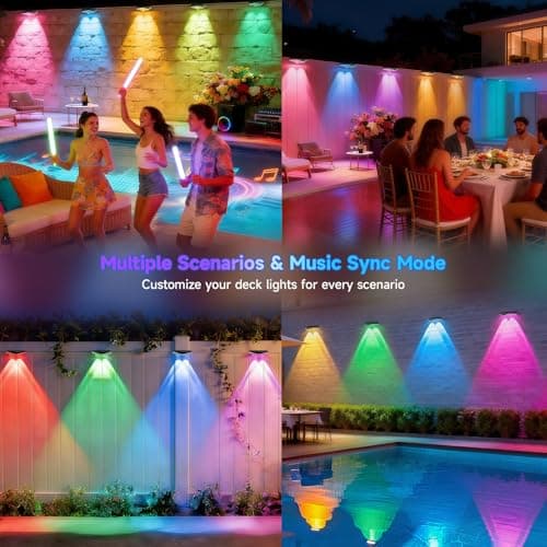AHAWILL Fence Lights Outdoor 8 Packs,Smart RGB Fence Lighting with APP&Remote Control,IP67 Waterproof Fence Lights,DIY Scene Modes,LED Light for Fence,Patio,Yard,Garden(50ft) - Thumbnail 6