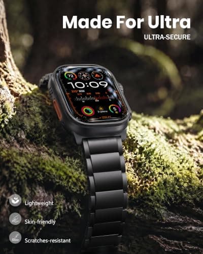 LULULOOK Titanium Ultra 3 Watch Band - Grade 2 Titanium Metal Band for Men, Compatible with Apple Watch Ultra 3/ Ultra 2/ Ultra 49mm, Series 11/10 46mm, Folding Clasp & DLC Coating,Black - Thumbnail 2