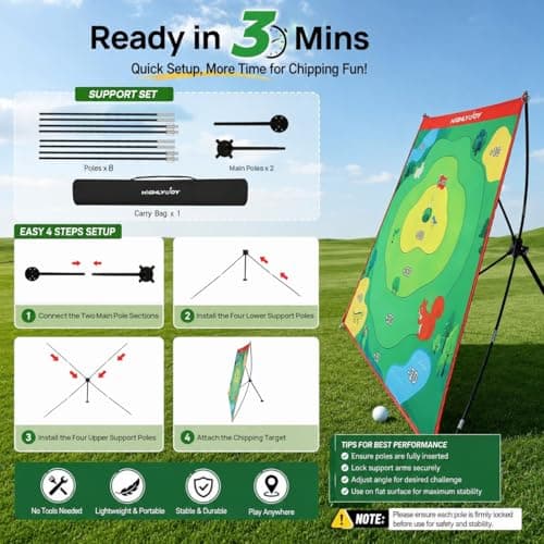 Golf Chipping Game Set for Indoor & Outdoor Play, Double-Sided Golf Target Mat with 2 Challenge Games, 4-Angle Adjustable Stand, Sticky Balls & Scoreboard for Family Fun, Parties & Golf Practice - Thumbnail 2
