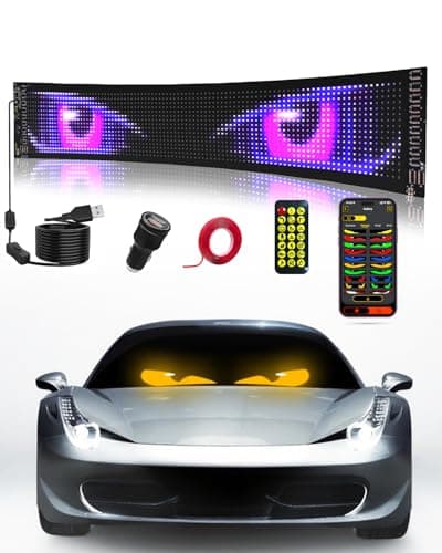 Devil Eyes Light for Windshield: 23.4"x4.7" Programmable LED Signs with APP & Remote Control - 5V USB Digital Lighting Display, LED Lights for Cars (1 Pcs) - Image 1
