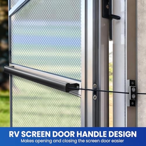 RVSNAIL 2-in-1 Aluminum RV Screen Door Handle Grab Bar with Automatic Closer, 16.5" Push Pull Bar, Adjustable Tension, Easy Install, Works with Most RV Camper Travel Trailer, Black - Thumbnail 3