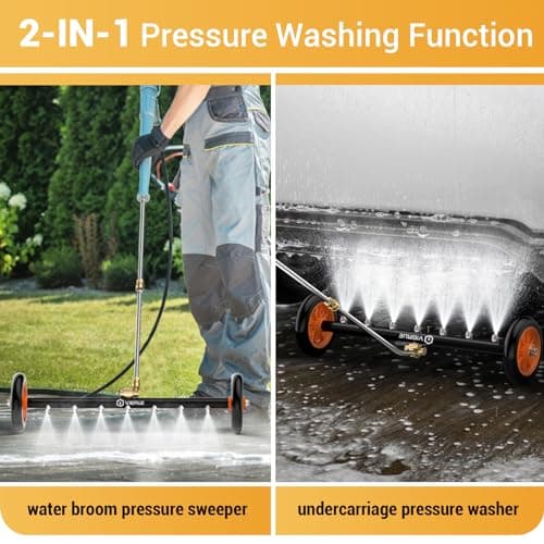 VIGRUE 2-in-1 Undercarriage Pressure Washer Attachment,24 Inch Pressure Washer Water Broom with 7 Nozzles, Under Car Washer Cleaner with 3 Pieces Extension Wand,4000 PSI,Orange - Thumbnail 5