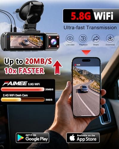 4K+2K+2K 3 Channel Dash Cam Front and Rear, 128GB Card Included, Dash Camera for Cars 5.8G/2.4G Dual Wifi, Built-in GPS, Night Vision, WDR, 170°Wide Angle, G-Sensor Emergency Lock, 24H Parking Monitor - Thumbnail 6