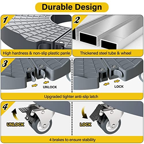 Goovilla Heavy Duty Plant Stand with Wheels - 1Pack Adjustable 15-22 Plant Caddy with Lockable Caster Wheels 440LBS, Rolling Stand/Dolly for Indoor/Outdoor Large Planters, Flower Pots, Gray - Thumbnail 4