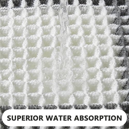 Arenarug Checkered Waffle Bath Mat, Super Absorbent Boho Farmhouse Bathroom Rugs Non Slip Washable, Ultra Soft Bath Rugs Mats with Tassels for Bathroom Floor, Grey White, 18"x30" - Thumbnail 5