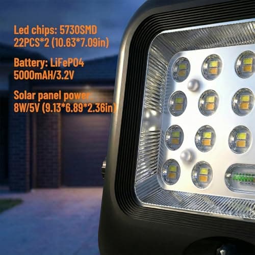Bowite Solar Flood Light with Motion Sensor and Remote Control, 3 Color Temperature Adjustable, IP65 Waterproof, Outdoor Security Light for Yard, Patio, Garage - Thumbnail 2