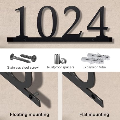 Personalized Metal House Number Sign: Modern House Numbers for Outside, Custom Metal Address Signs for Houses, Large Number Address Plaque with Floating Screw Kit - Thumbnail 4