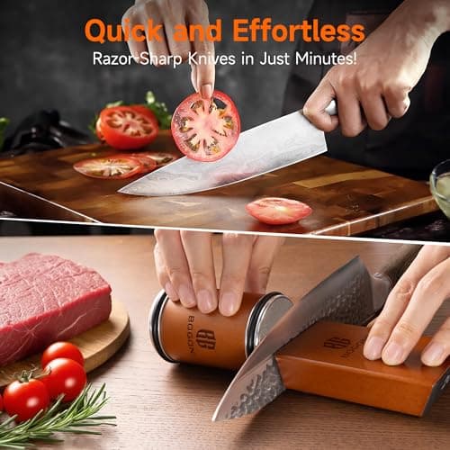Rolling Knife Sharpener, Diamond & Ceramic Discs, 15° & 20° Magnetic Angles, Fast & Safe for Any Blade Hardness, Sharpening Kit for Kitchen & Pocket Knives, Razor-Sharp Edge, Leather Strop, Ideal Gift - Thumbnail 2