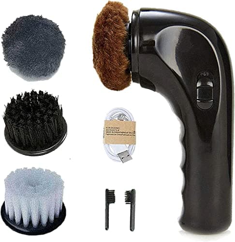 Shoe Buffer Kit Electric Shoe Polisher Brush Shoe Shiner Dust Cleaner Portable Leather Care Kit for Shoes, Bags, Sofa (Black) - Image 1
