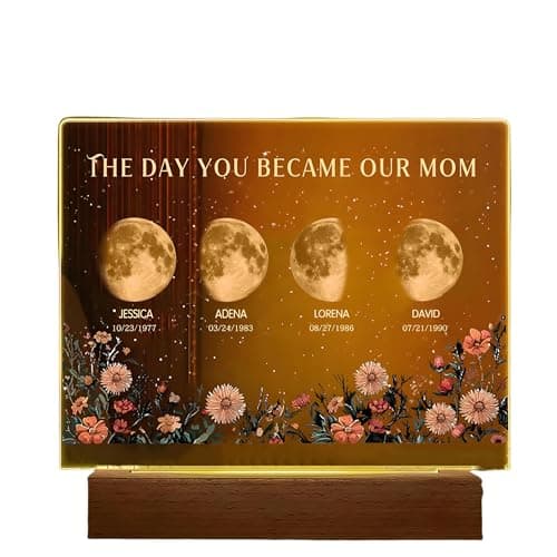 CraffBase Moms Sky Led Light Frame Mommy's Universe Light Box The Day You Became Our Mom LED Picture Frame Mothers Day Moon Phase Gifts for Mom Grandma - Image 1