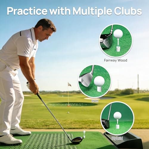 Rubber Golf Mat Tees Set – Durable Mixed Sizes for Consistent Tee Height, Indoor & Outdoor Practice for Driving Range & Simulator, Includes Impact Tape, Bamboo Tees & Storage Bag (68 PCS) - Thumbnail 4