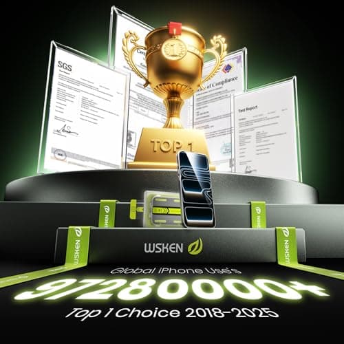 WSKEN for iPhone 17 Pro Screen Protector - [Auto-Dust Removal] [Top 9H+ Tempered Glass] 12FT Shatterproof Military Grade Diamond HD Durable Flim Easy Install Case Friendly, 2 Pack - Thumbnail 2